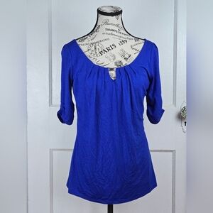 White House Black Market Royal Blue Knit Top Size Small